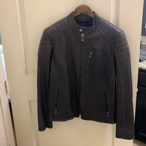 Belstaff Black/Brown Leather Jacket. NWT. Size 48